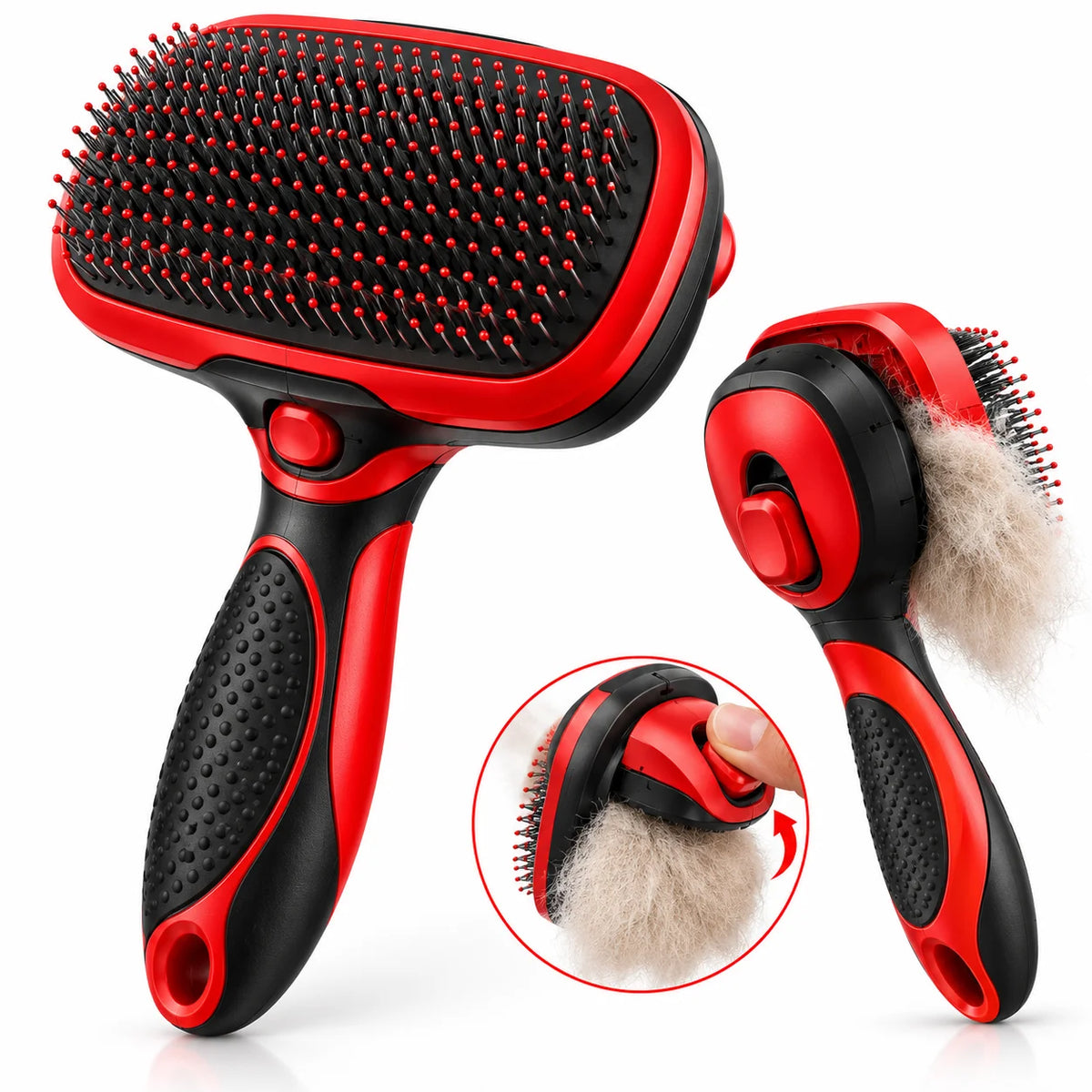 PurrGlow™ Self-Cleaning Cat Grooming Brush -all view