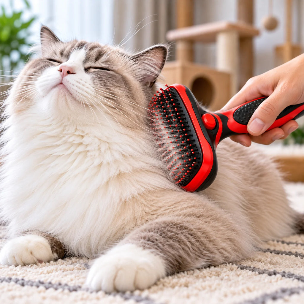 PurrGlow™ Self-Cleaning Cat Grooming Brush -lifestyle view