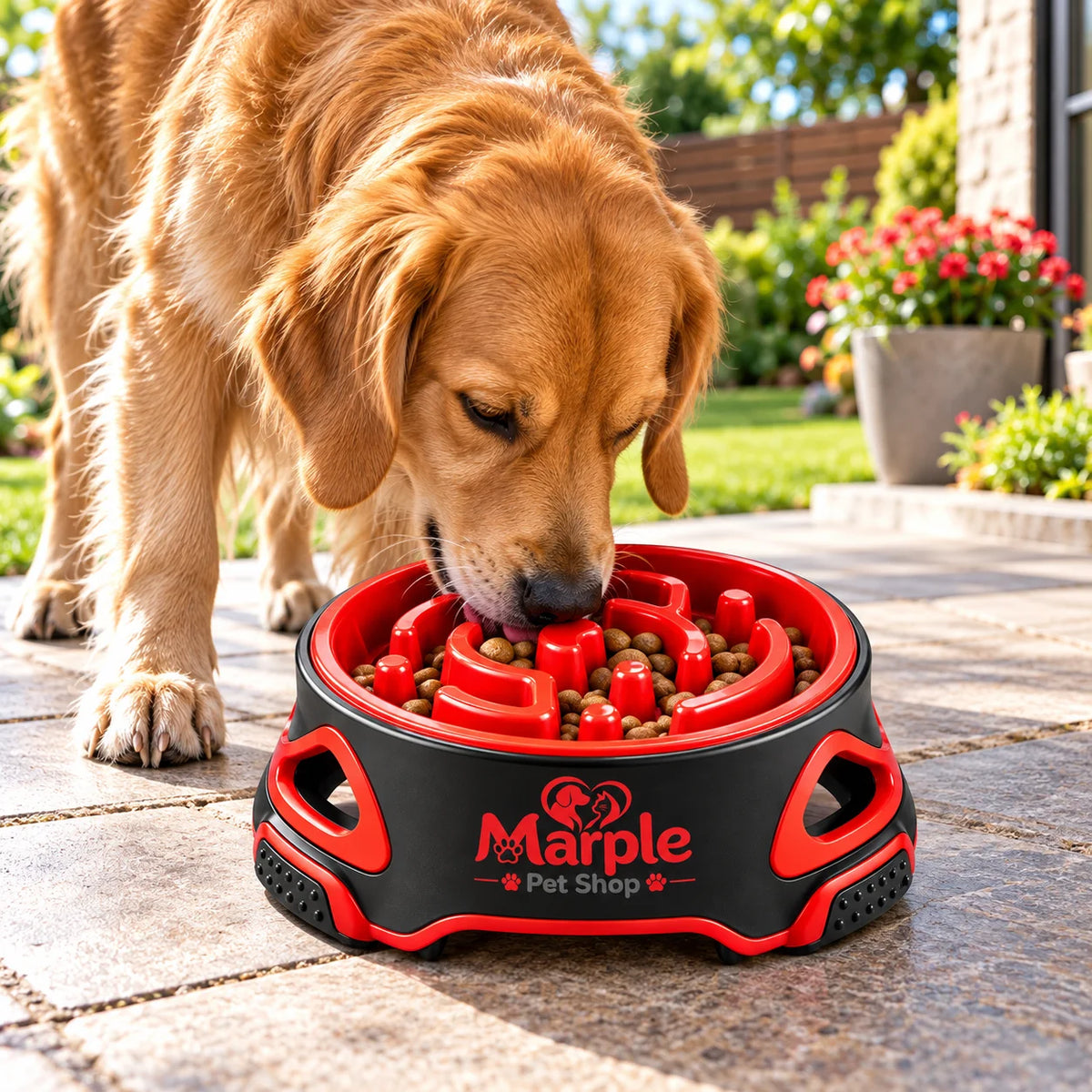 PawFeast™ Non-Slip Slow Feeder Dog Bowl -lifestyle outdoor view