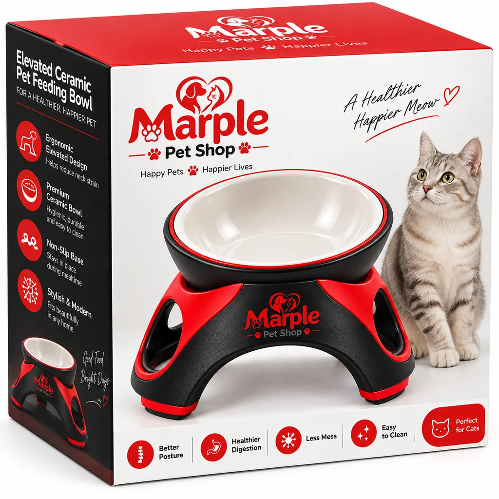 PurrDine™ Elevated Ceramic Cat Feeding Bowl -packaging view