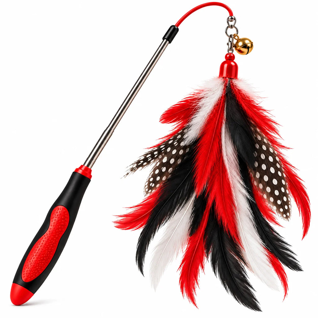 PurrMotion™ Interactive Feather Wand Toy back view koro.