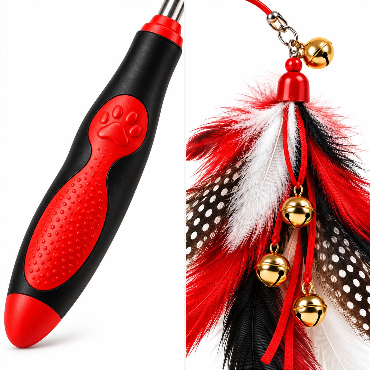 PurrMotion™ Interactive Feather Wand Toy close up view koro.
