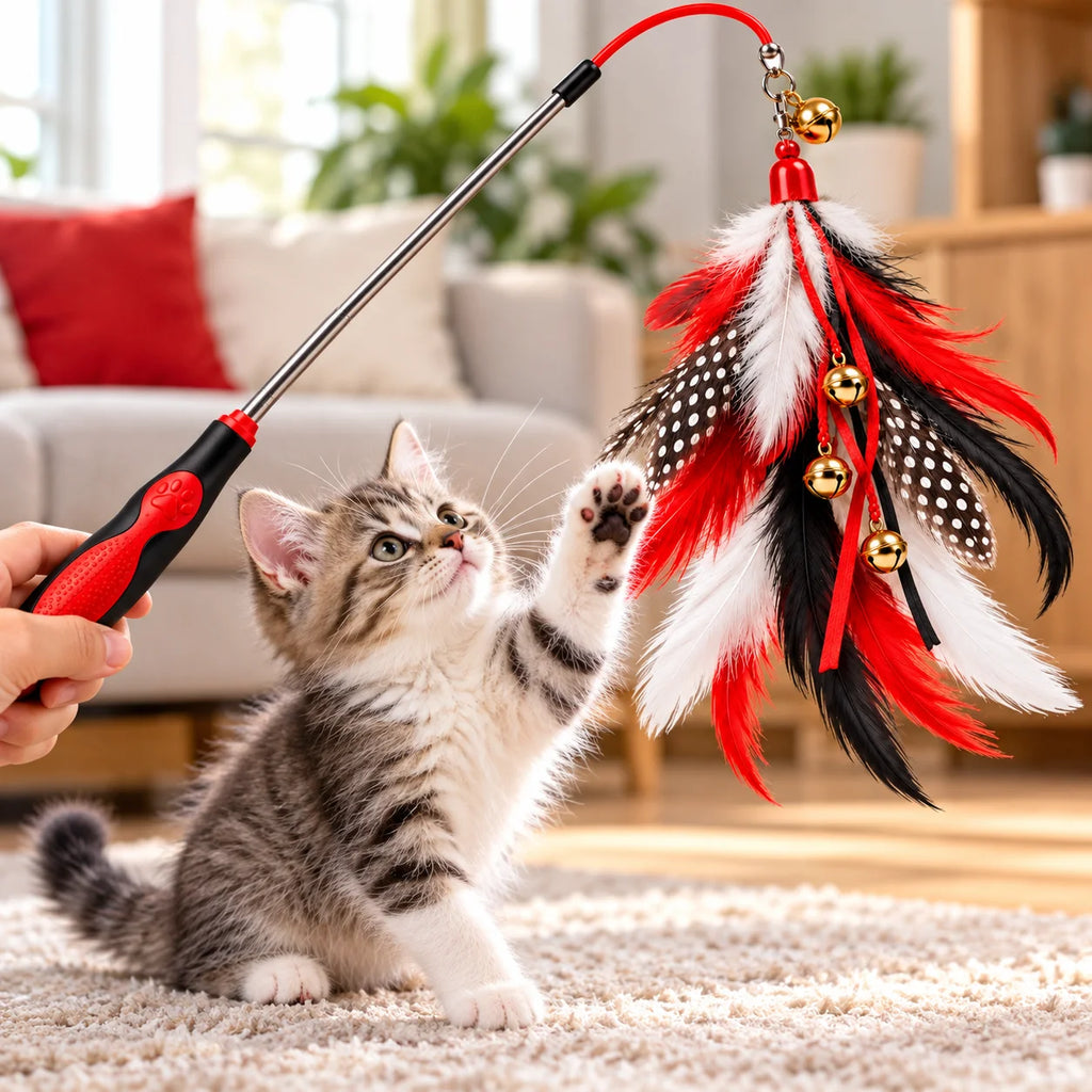 PurrMotion™ Interactive Feather Wand Toy indoor view koro.