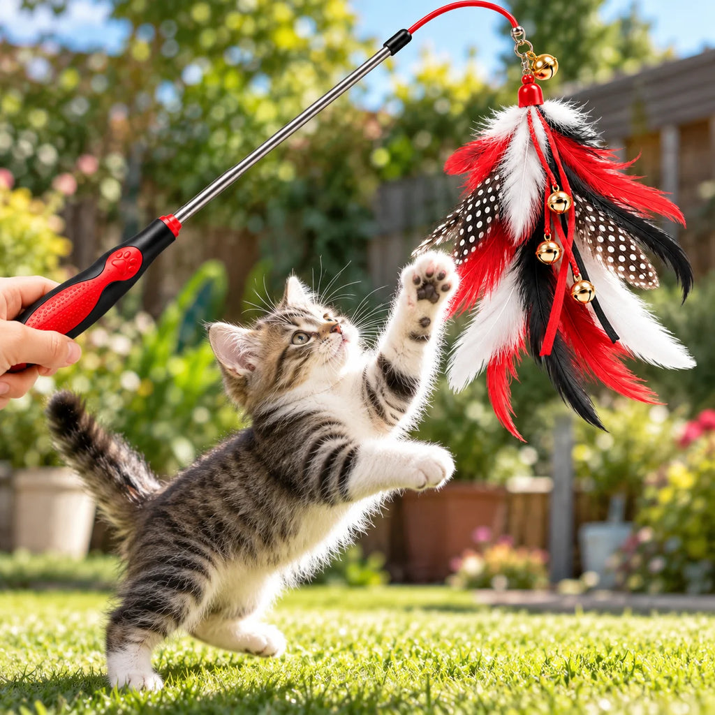 PurrMotion™ Interactive Feather Wand Toy outdoorview koro.