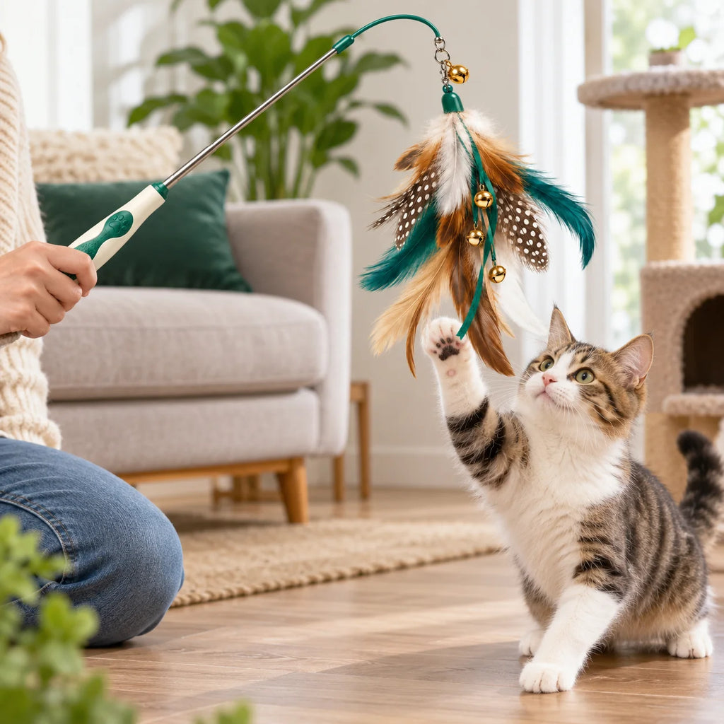 Interactive Feather Wand Toy main image view lifestyle indoor