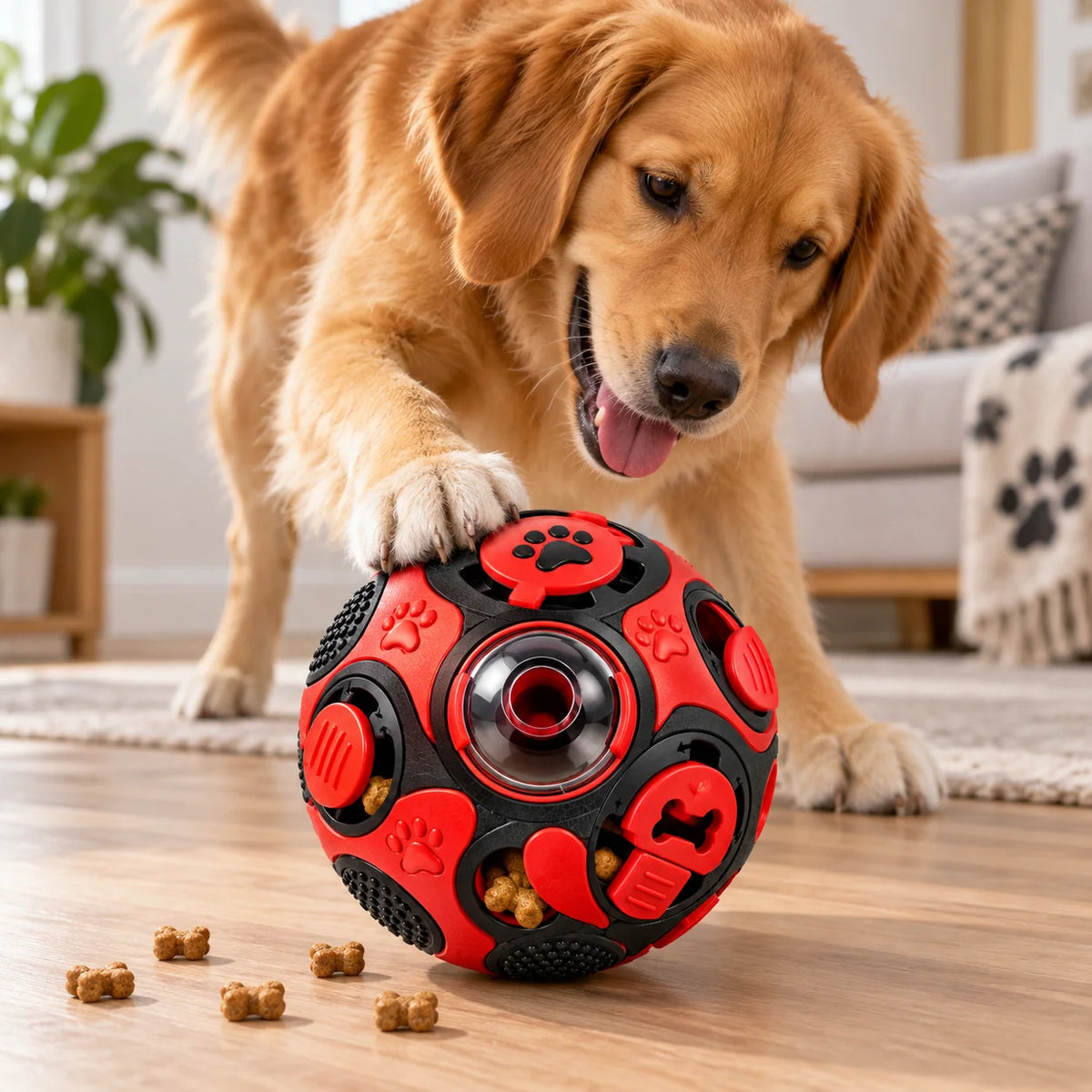 PawTrek™ Interactive Treat-Dispensing Puzzle Ball lifestyle view