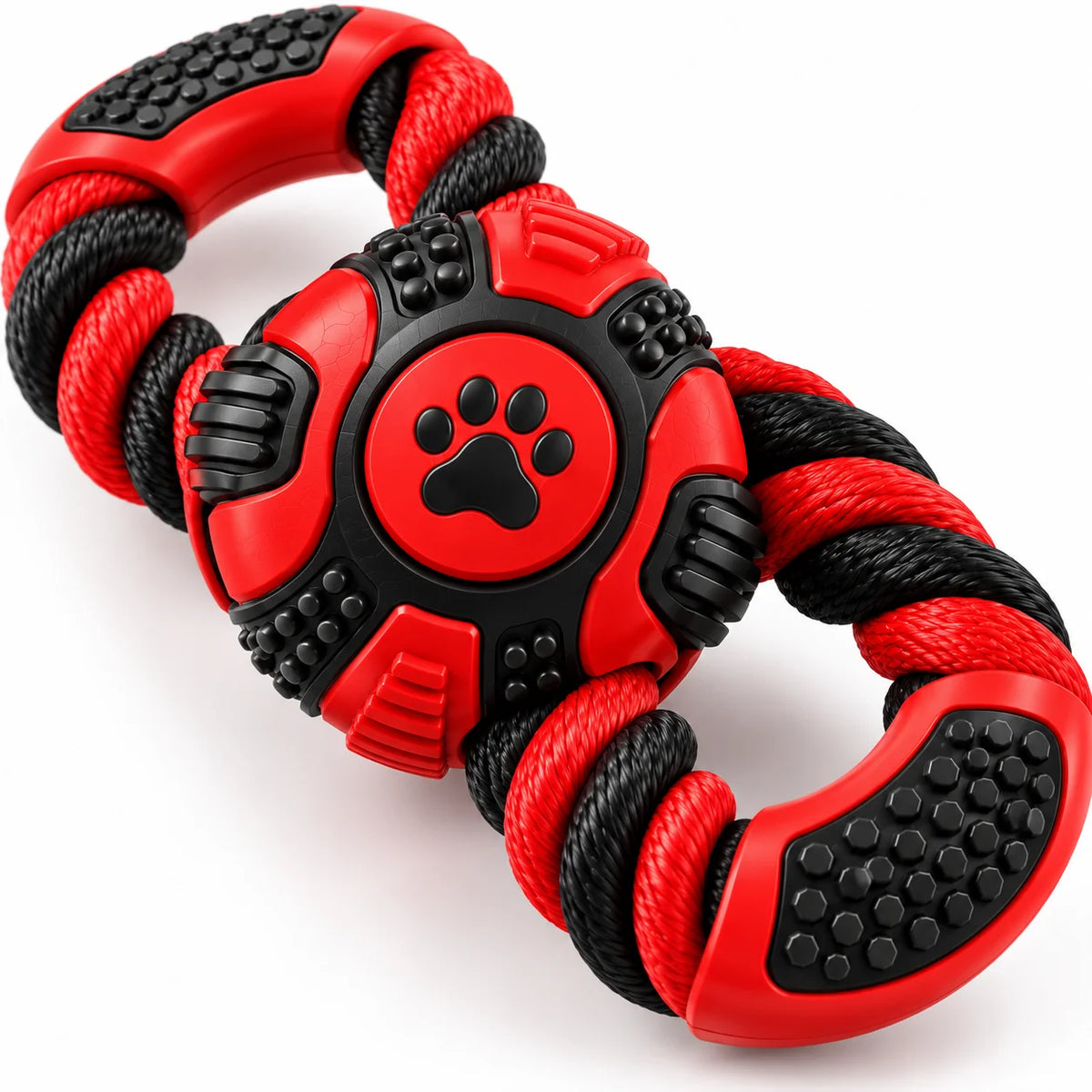PawTug™ Durable Rope & Rubber Tug Toy -close up view