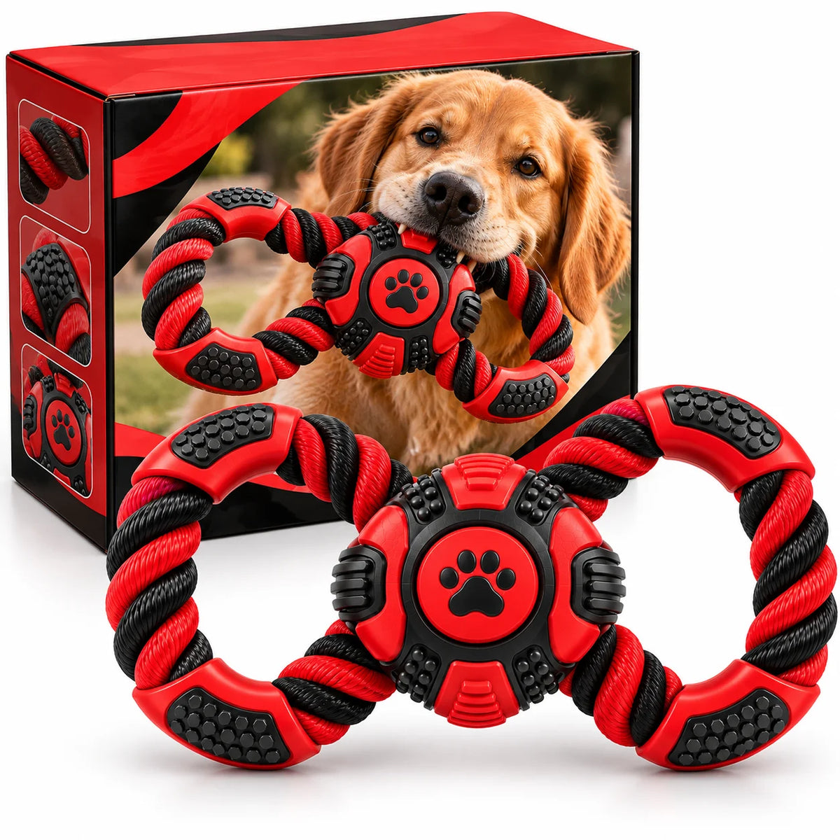 PawTug™ Durable Rope & Rubber Tug Toy -packaging view