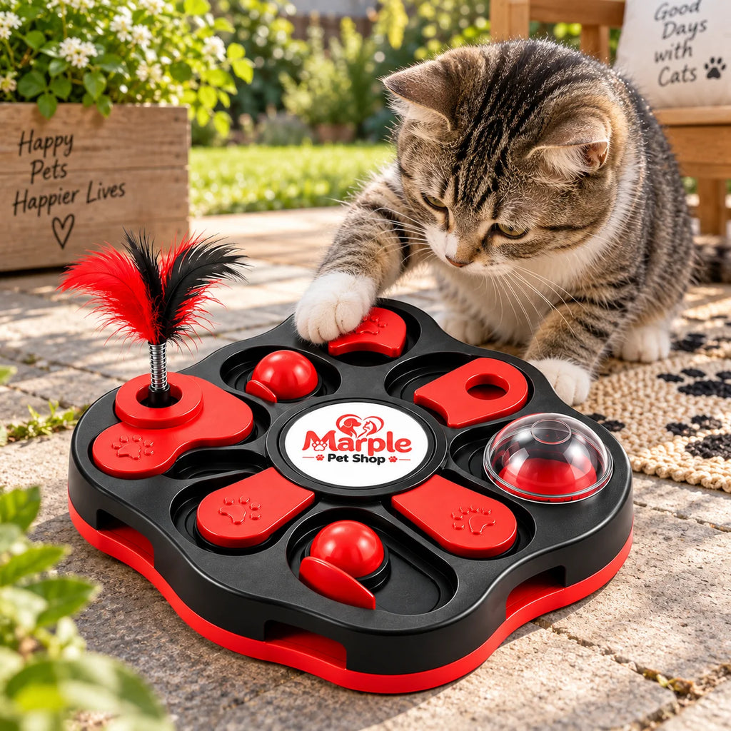 PurrQuest™ Cat Puzzle & Treat Enrichment Board outdoor view
