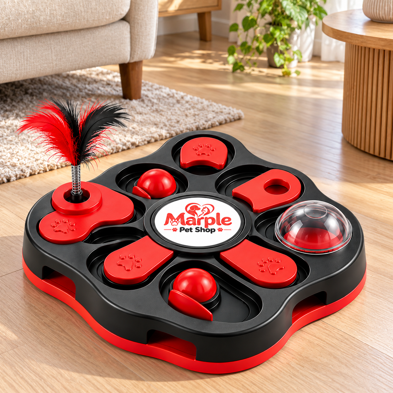Cat Puzzle & Treat Enrichment Board - Image 5